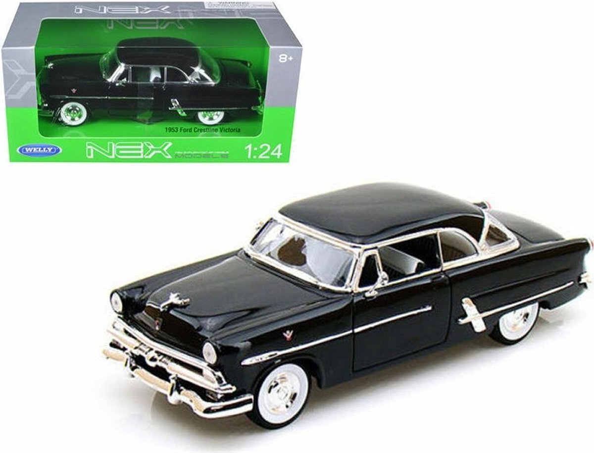 1953 Ford Crestline Victoria (Zwart) (20 cm) 1/24 Welly {Modelauto Schaalmodel Miniatuurauto}